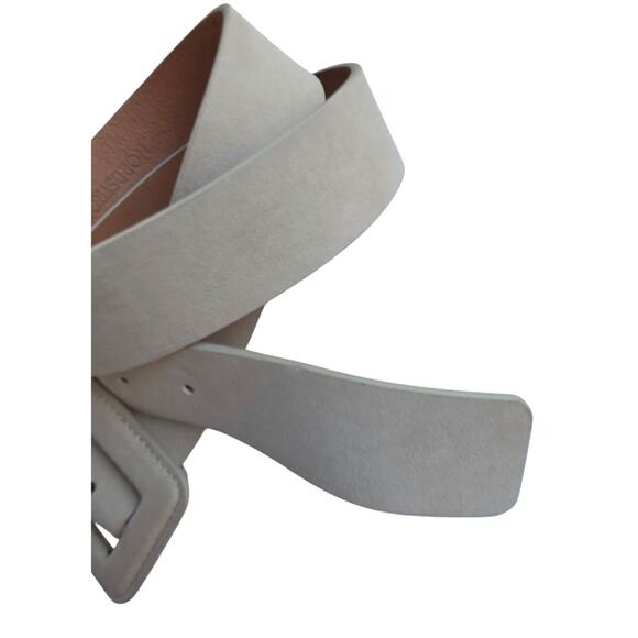 Nordstrom Faux Suede Belt Light Sand Cream Gold Buckle Sz S Minimalist Chic - Picture 3 of 6